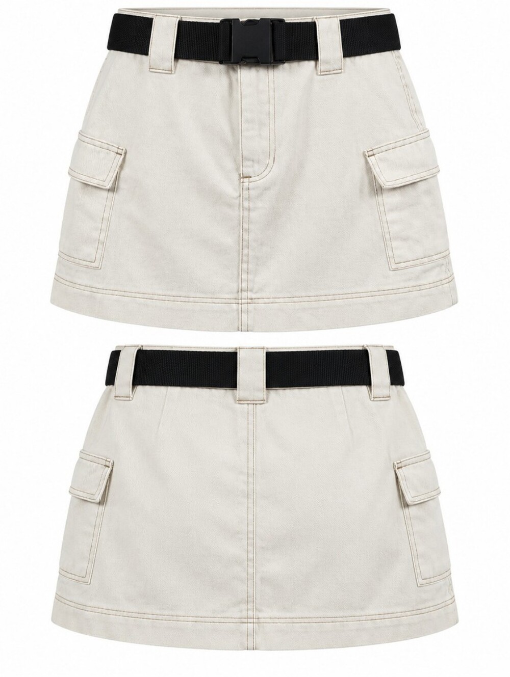 PacSun White Denim Cargo Mini Skirt Low Rise Belted Utility 27 Y2K Streetwear